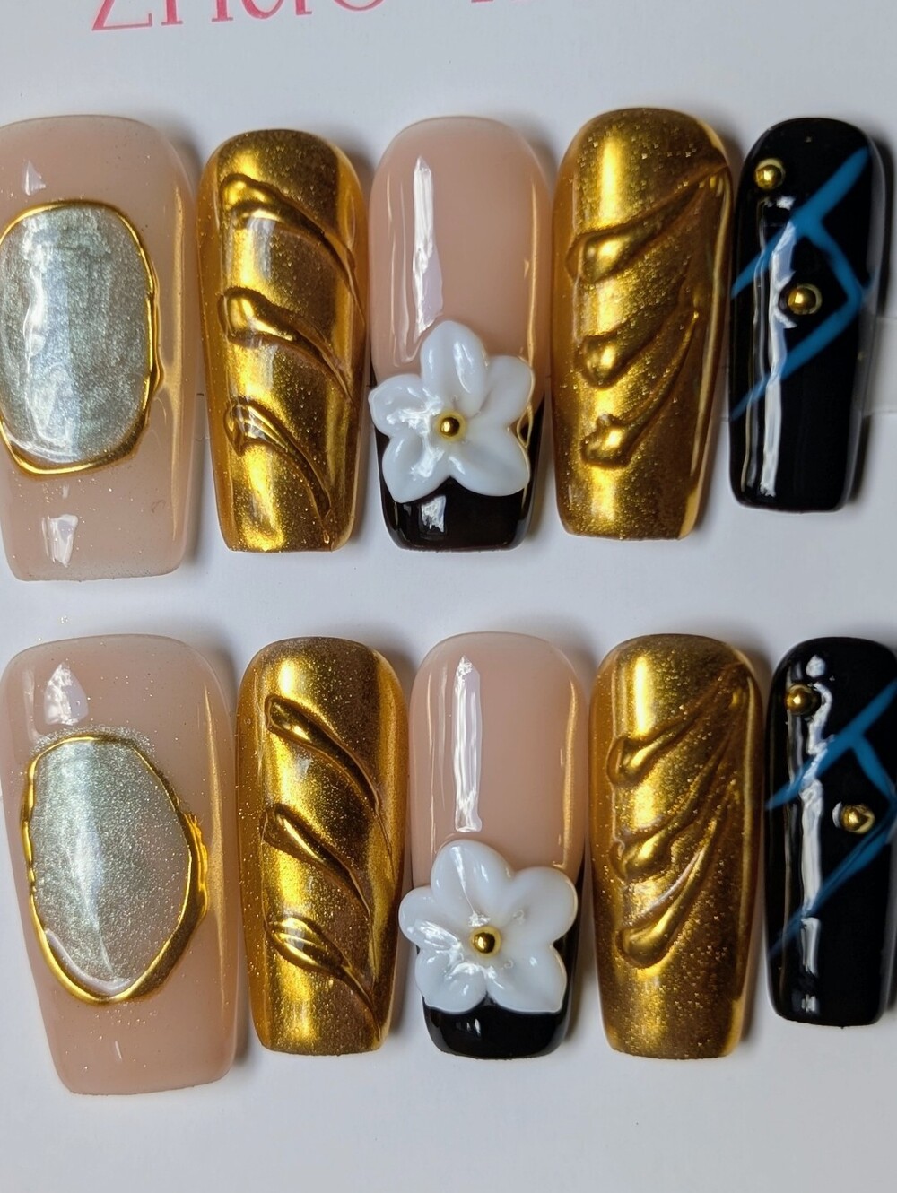 ❤️ 10pc Handmade Press-On Premium Nails Square Coffin Size: Medium